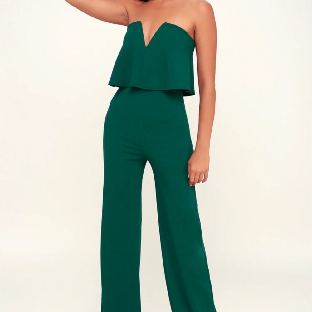 Power of Love Emerald Green Strapless Jumpsuit